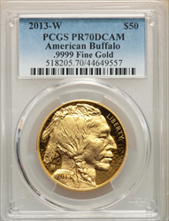 2013-W $50 One-Ounce Gold Buffalo PR DC Modern Bullion Coins PCGS MS70