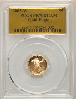 2005-W $5 Tenth-Ounce Gold Eagle PR DC Modern Bullion Coins PCGS MS70