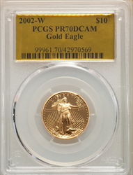2002-W $10 Quarter-Ounce Gold Eagle DC Modern Bullion Coins PCGS MS70