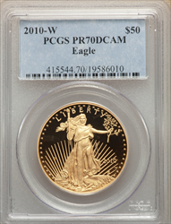 2010-W $50 One-Ounce Gold Eagle PR DC Modern Bullion Coins PCGS MS70