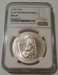 1997 P Law Officers Memorial Commemorative Silver Dollar MS70 NGC