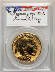 2013-W $50 One-Ounce Gold Buffalo Reverse Proof Moy Signature PR Modern Bullion Coins PCGS MS70
