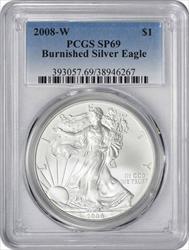 2008-W $1 American Silver Eagle Burnished SP69 PCGS