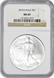 2010 $1 American Silver Eagle MS69 NGC