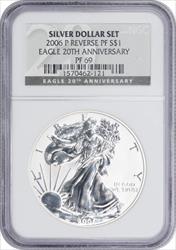 2006-P $1 American Silver Eagle 20th Anniversary Reverse PR69 NGC