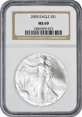 2005 $1 American Silver Eagle MS69 NGC