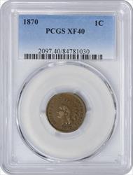 1870 Indian Cent EF40 PCGS