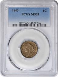 1863 Indian Cent MS63 PCGS
