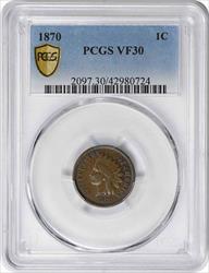 1870 Indian Cent VF30 PCGS