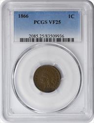 1866 Indian Cent VF25 PCGS