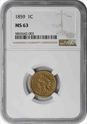 1859 Indian Cent MS63 NGC