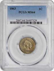 1863 Indian Cent MS64 PCGS