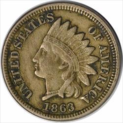 1863 Indian Cent VF Uncertified