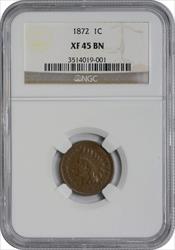 1872 Indian Cent EF45BN NGC