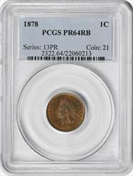 1878 Indian Cent PR64RB PCGS