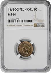 1864 Indian Cent Copper Nickel MS64 NGC