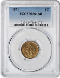 1871 Indian Cent MS64RB PCGS