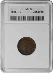 1866 Indian Cent VG08 ANACS
