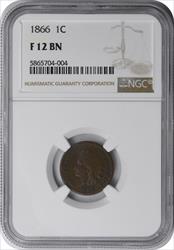 1866 Indian Cent F12BN NGC