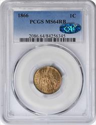 1866 Indian Cent MS64RB PCGS (CAC)