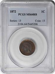 1872 Indian Cent MS64RB PCGS