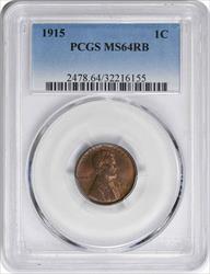 1915 Lincoln Cent MS64RB PCGS
