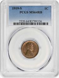 1919-S Lincoln Cent MS64RB PCGS
