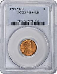 1909 VDB Lincoln Cent MS64RD PCGS
