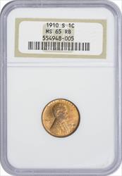 1910-S Lincoln Cent MS65RB NGC