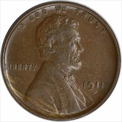 1911-D Lincoln Cent AU Uncertified