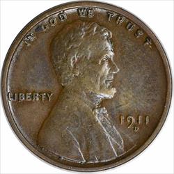1911-D Lincoln Cent Choice EF Uncertified