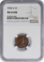 1926-S Lincoln Cent MS64RB NGC