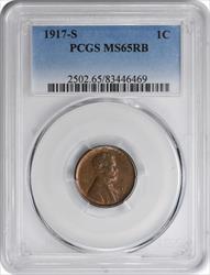 1917-S Lincoln Cent MS65RB PCGS
