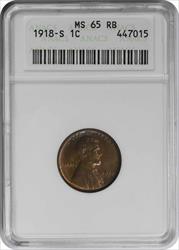 1918-S Lincoln Cent MS65RB ANACS