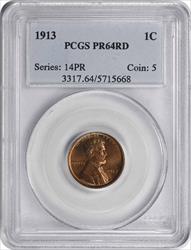 1913 Lincoln Cent PR64RD PCGS