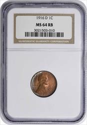 1916-D Lincoln Cent MS64RB NGC