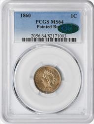 1860 Indian Cent Pointed Bust MS64 PCGS (CAC)