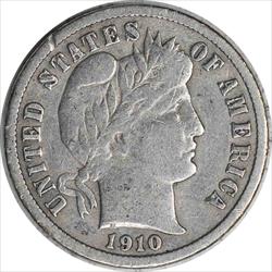 1910-S Barber Silver Dime F Uncertified