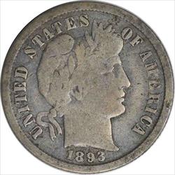 1893-S Barber Silver Dime F Uncertified