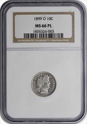 1899-O Barber Silver Dime MS66 PL NGC