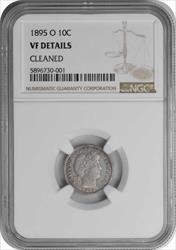 1895-O Barber Silver Dime Genuine Cleaned - VF Details NGC