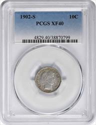 1902-S Barber Silver Dime EF40 PCGS