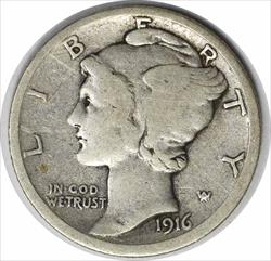 1916-D Mercury Silver Dime F Uncertified #213