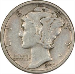 1927-D Mercury Silver Dime EF Uncertified