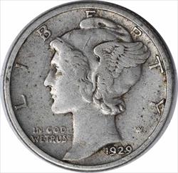 1929 Mercury Silver Dime EF Uncertified