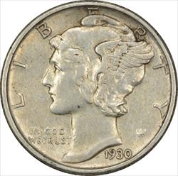 1930 Mercury Silver Dime AU Uncertified