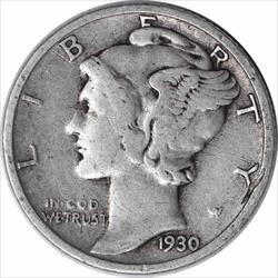 1930-S Mercury Silver Dime F Uncertified