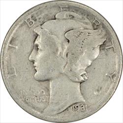 1931-D Mercury Silver Dime VG Uncertified