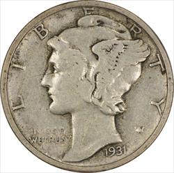 1931-S Mercury Silver Dime EF Uncertified