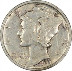 1931-S Mercury Silver Dime AU Uncertified